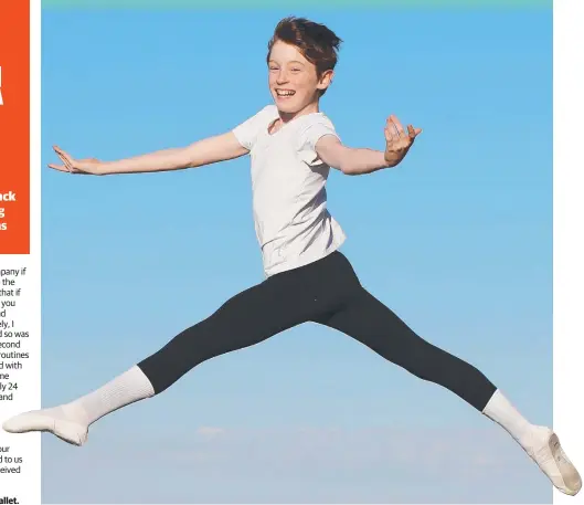  ?? Picture: GLENN HAMPSON ?? Arran O’Sullivan, 11, is performing in the Queensland Ballet’s production of La Fille Mal Gardee.