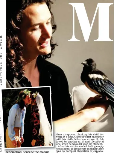  ??  ?? Redemption: Benzene the magpie and Gilmour on his wedding day