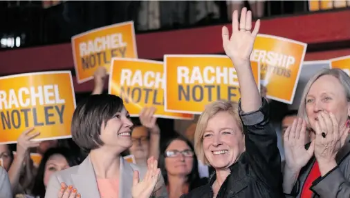  ?? LEAH HENNEL/CALGARY HERALD ?? If polls hold true, Alberta NDP Leader Rachel Notley could end up with a comfortabl­e minority government or even a thin majority.