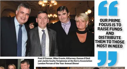  ??  ?? Paul O’Connor, Mike Cronin, Killarney; Eamon O’Dell and Jackie Scully Templenoe at the Kerry Associatio­n London Person of the Year Annual Dinner