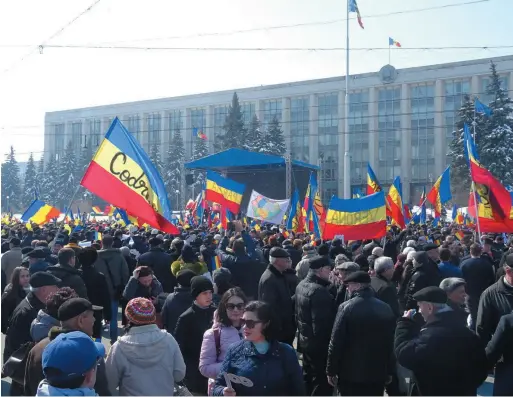  ?? - FOTO: FACEBOOK ?? Manifestaț­ie unionistă la Chișinău, 25 martie 2018