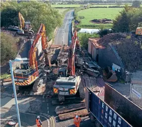  ?? FRIENDS OF THE GC ML ?? The old GCR bridge over the A60 road was demolished on October 1.
