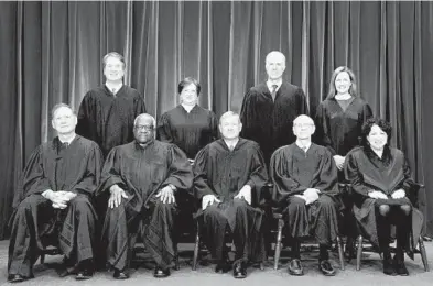  ?? NYT PHOTO ?? An April 2021 portrait of the U.S. Supreme Court. Associate justices Samuel Alito, from left, Brett Kavanaugh, Clarence Thomas, Elena Kagan, Chief Justice John Roberts, associate justices Neil Gorsuch, Stephen Breyer, Amy Coney Barrett and Sonia Sotomayor.