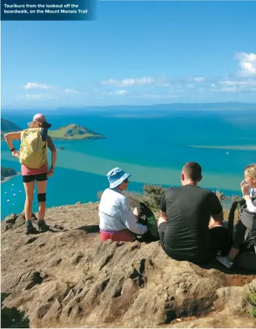  ??  ?? Taurikura from the lookout off the boardwalk, on the Mount Manaia Trail