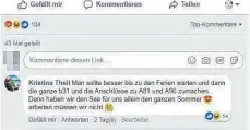  ?? FOTO: FACEBOOK ?? Kommentare im Netz: Auf zahlreiche­n Facebookse­iten gab es Reaktionen zur Stausituat­ion in der Region.