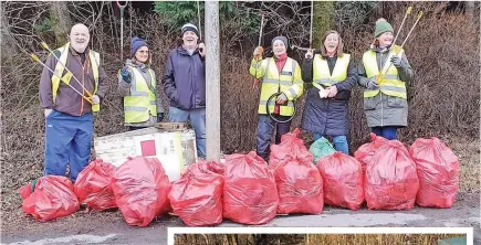  ?? ?? Great effort The litter pickers cleaning up at Arrotshole Road recently