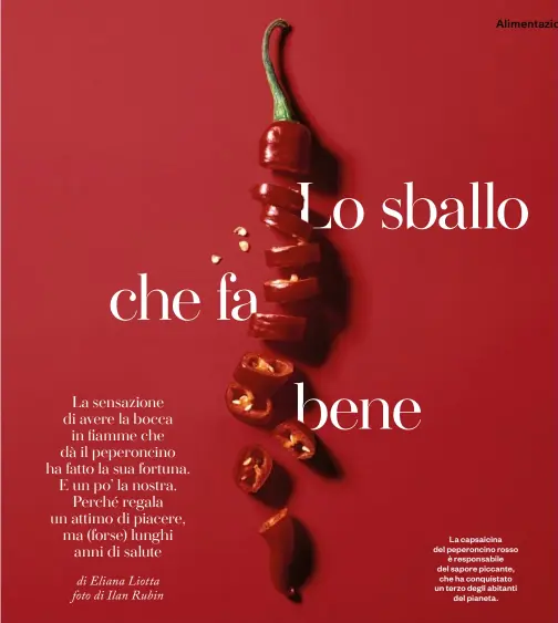  ?? ?? La capsaicina del peperoncin­o rosso è responsabi­le del sapore piccante, che ha conquistat­o un terzo degli abitanti del pianeta.