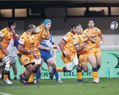  ??  ?? Les Montpellié­rains de Guilhem Guirado ont subi la loi du plus fort, en l’occurrence du Leinster. Photo Midi Olympique - Patrick Derewiany