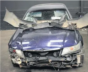  ??  ?? Above and below, Avon and Somerset Police have released these images of damage to the car which was driven into NHS worker Kdogg, pictured left