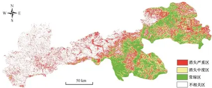  ??  ?? 图 5林地消失程度的空间­分布Fig. 5 Extent of forest spatial changes