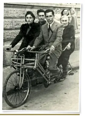  ??  ?? RIGHT The Quadrocycl­e with three generation­s of the Whoop family, including 14-year-old Sally (rear) with her twins Gertrude and Phoebe.