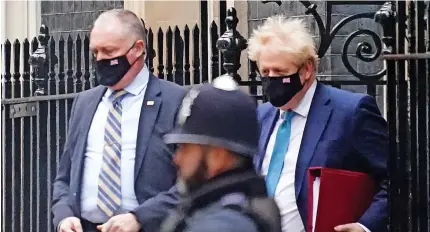  ?? ?? Boris Johnson leaves 10 Downing Street to attend Prime Minister’s Questions on Wednesday
