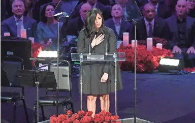  ?? KEVORK DJANSEZIAN/GETTY IMAGES ?? Vanessa Bryant speaks during the Celebratio­n of Life for Kobe and Gianna Bryant at Staples Center in Los Angeles.