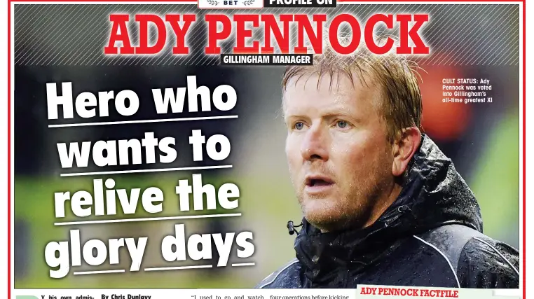  ??  ?? CULT STATUS: Ady Pennock was voted into Gillingham’s all-time greatest XI