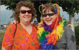  ?? ANDREA PEACOCK/The Daily Courier ?? Cassie Hacking and Natasha Tarrant attended the Okanagan Pride March.