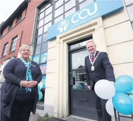  ??  ?? Launch: CCU chief executive Ruth Clarke and Mayor of North Down and Ards Trevor Cummings