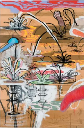  ??  ?? Carroll Dunham: Poplar, 90 3/4 x 60 1/4 inches, 1984