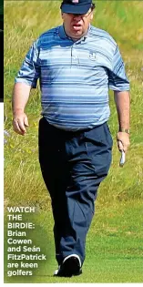  ??  ?? WATCH THE BIRDIE: Brian Cowen and Seán FitzPatric­k are keen golfers