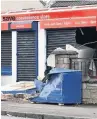  ??  ?? AFTERMATH Scene of ATM raid in Forth, Lanarkshir­e