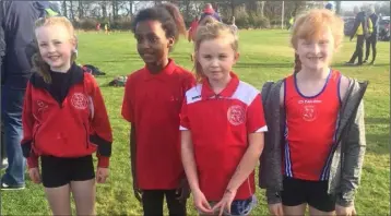  ??  ?? Chloe Cheshire, Sadie Murphy, Cara Miele and Hazel Larkin of Dundalk St Gerards AC who finished third in the U-10 girls 4 x 500m relay.