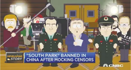  ?? COMEDY CENTRAL ?? Matt Stone and Trey Parker, the creators of South Park, issued a mock apology to China after learning that episodes of the show were no longer available on some Chinese websites.