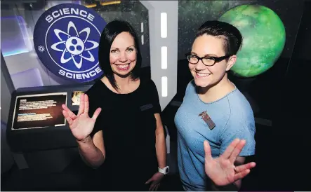  ?? RYAN MCLEOD ?? Lisa Rollins, left, and Kat Dornian from Telus Spark are ready to take visitors through an immersive, hands-on trip through the Star Trek universe, including lessons in Klingon and recruitmen­t tests and exercises.