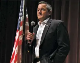  ?? The Sentinel-Record/Lorien E. Dahl ?? HOT TOPICS: U.S. Rep. Bruce Westerman, R-District 4, spoke in Hot Springs Village on Wednesday during a “Coffee with your Congressma­n” event, held in Woodlands Auditorium. Some 75 constituen­ts attended to hear Westerman address issues facing the 4th...