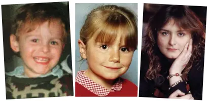  ??  ?? Justice: (Left to right) James Bulger, Sarah Payne and kidnap victim Stephanie Slater