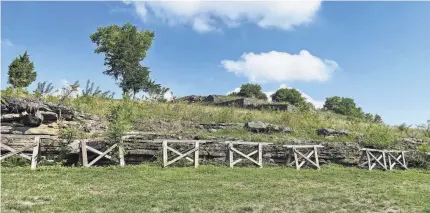  ?? JONATHAN MATTISE/AP ?? Remains of Fort Negley stand on a hill Friday in Nashville, Tenn. The fort has become a flashpoint in recent years in Nashville’s long journey from a hub of the old Confederac­y to a vibrant, modern city trying to cope with rapid growth.