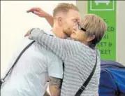  ?? AP ?? Ben Stokes is embraced by his mother Barbara on arrival in Christchur­ch on Wednesday.