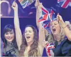  ?? Picture: AP. ?? Lucie Jones, centre sung for the UK in Eurovision this year.