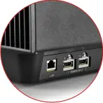  ??  ?? Twin HDMI inputs, along with a LAN socket for networking, are side-mounted