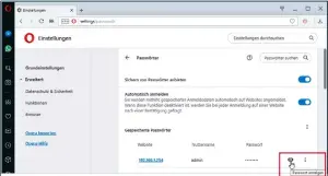  ??  ?? Ein Klick auf das kleine Auge zeigt das gespeicher­te Passwort im Klartext.