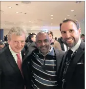  ??  ?? Ashley Govender with former England manager Roy Hodgson and the current coach Gareth Southgate.