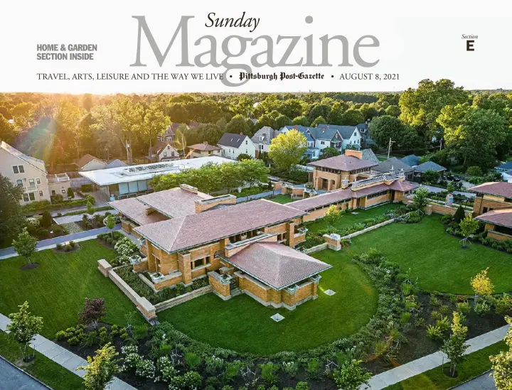  ?? Darwin Martin House ?? The floricycle is the semicircul­ar flower bed at the bottom of this drone shot of the Darwin Martin House and related buildings in Buffalo, N.Y.