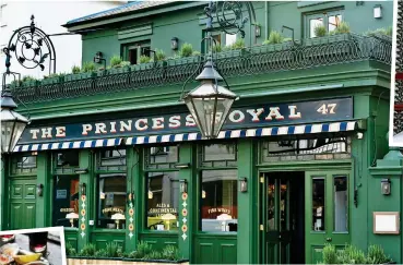  ?? ?? GOOD TIME GIRL: Princess Royal’s jolly exterior. Above: A charming bedroom. Inset left: Its famed seafood