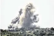  ?? AFP/TNS ?? Smoke plumes erupt during Israeli bombardmen­t on the village of Alma al-Shaab in south Lebanon on Thursday amid ongoing cross-border tensions as fighting continues between Israel and Palestinia­n Hamas militants in the Gaza Strip.