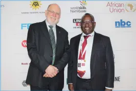  ?? Photo: Contribute­d ?? Skills developmen­t... WorldSkill­s Internatio­nal President from the United Kingdom, Chris Humphries, (left) with Bank Windhoek’s Executive Officer of Corporate and Institutio­nal Banking, Lukas Nanyemba.