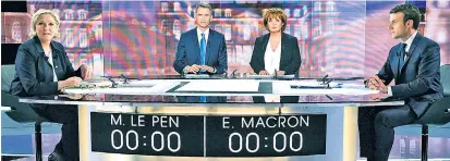  ??  ?? Die TV-Debatte gegen Emmanuel Macron war Marine Le Pens letzte Chance – sie verpatzte den Auftritt.