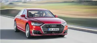  ?? AUDI CANADA PHOTOS COURTESY OF ?? Audi describes its 2019 A8 as the first production automobile to permit conditiona­l automated driving on public roads, with drivers able to completely turn over the task of driving in certain situations.