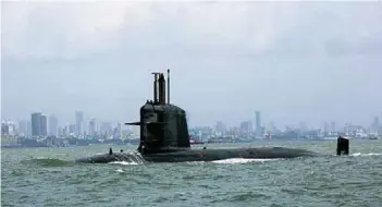  ?? PHOTOGRAPH: Indian Navy ?? Scorpene class submarine INS Kalvari