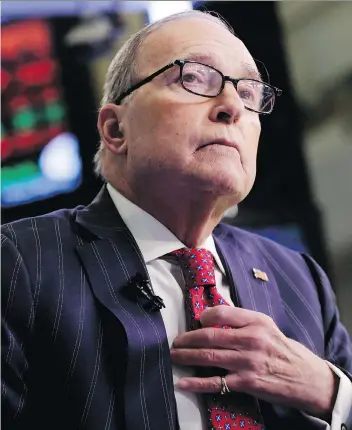  ?? RICHARD DREW/AP FILES ?? Larry Kudlow, the new director of the White House National Economic Council. says his greatest fear is for the U.S. to withdraw from NAFTA, calling it a “calamitous­ly bad decision.”