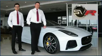  ??  ?? Filipe Carvalhal (left) and Dealer Principal Calvin Watkins proudly standing with the F-type SVR Coupé AWD.