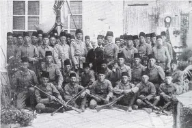  ??  ?? ■ The men of the Emden in the Imperial German Consulate, Damascus, May 1915.