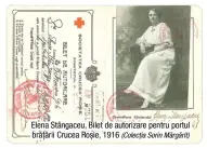  ??  ?? Elena Stângaceu, Bilet de autorizare pentru portul (Colecția Sorin Mărgărit) brățării Crucea Roșie, 1916