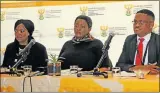  ?? Picture: GUGU PHANDLE ?? THE UPDATE: Briefing the media are, from left, Sassa acting chief executive Pearl Bengu, Minister Bathabile Dlamini and the department’s Eastern Cape regional manager, Oscar Mpeta