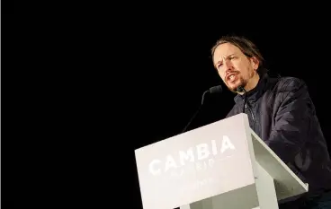  ??  ?? Vincitore. Pablo Iglesias, leader del partito di sinistra Podemos, grande protagonis­ta delle elezioni locali di domenica