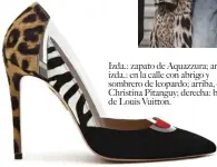  ??  ?? Izda.: zapato de Aquazzura; arriba, izda.: en la calle con abrigo y sombrero de leopardo; arriba, dcha.: Christina Pitanguy; derecha: bolso de Louis Vuitton.