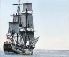  ?? RONEN ZILBERMAN THE ASSOCIATED PRESS ?? This 1999 photo shows a replica of HMB Endeavour leaving Honolulu, as it embarked on a four-year, around-the-world cruise.