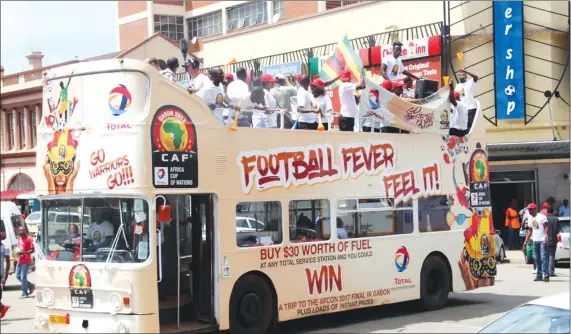  ??  ?? Total, the official sponsors of the 2017 Afcon, have unveiled a fan bus which will go around selected areas building up support for the Warriors who have qualified for the biggest continenta­l football show-piece after 10 years. The great news is that...